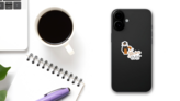 Best Grandma Ever Cute Knitting Fox Sticker on a Phone (New) example