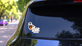 Best Grandma Ever Cute Knitting Fox Sticker on a Rear Car Window (New) example