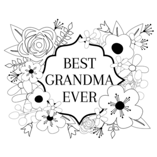 Best Grandma Ever Flower Lettering Sticker