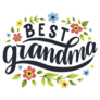 Best Grandma Hand Drawn Floral Lettering Sticker