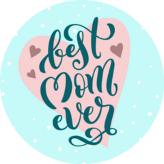 Best Mom Ever Heart On Blue Sticker