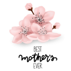 Best Mothers Ever Lettering And Plum Blossoms Sticker
