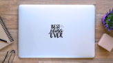 Best Nana Ever Lettering Sticker on a Laptop (New) example