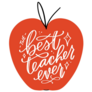 Best Teacher Ever Apple Typography Sticker