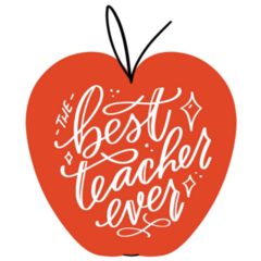 Best Teacher Ever Apple Typography Sticker