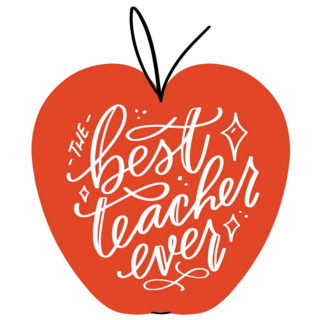 Best Teacher Ever Apple Typography Sticker