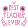 Best Teacher Ever Cute Pink Illustration Sticker