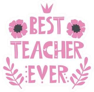 Best Teacher Ever Cute Pink Illustration Sticker
