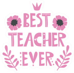 Best Teacher Ever Cute Pink Illustration Sticker