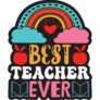Best Teacher Ever Lettering Sticker