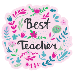 Best Teacher Hand Drawn Floral Sticker