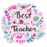 Best Teacher Hand Drawn Floral Sticker