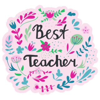 Best Teacher Hand Drawn Floral Sticker