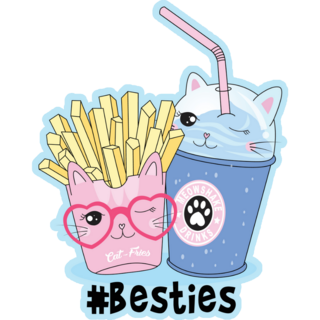 #Besties Cute French Fries And Drink Sticker