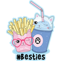 #Besties Cute French Fries And Drink Sticker