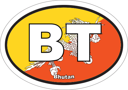 Bhutan BT Flag Oval Sticker