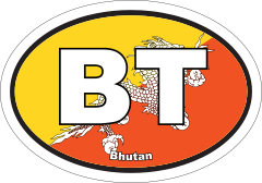 Bhutan BT Flag Oval Sticker