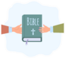 Bible Between Two Hands Illustration Sticker