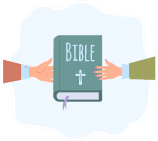 Bible Between Two Hands Illustration Sticker
