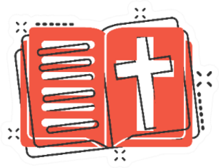 Bible Book Icon In Comic Style Sticker