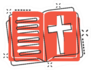 Bible Book Icon In Comic Style Sticker
