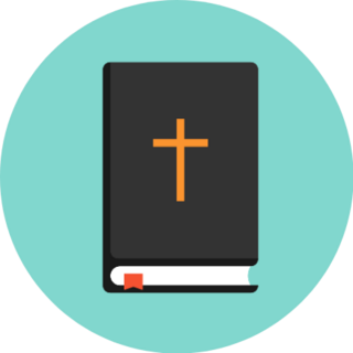 Bible Icon Flat Style On Teal Sticker