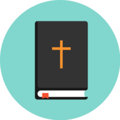 Bible Icon Flat Style On Teal Sticker