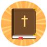 Bible Icon On Orange Illustration Sticker
