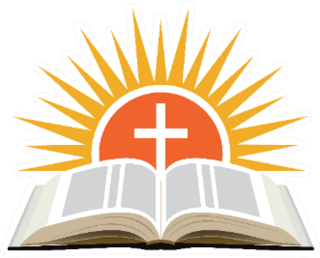 Bible, Sunset And Cross Illustration Sticker