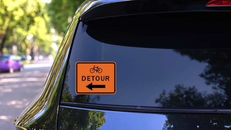 Bicycle Detour Sticker on a Rear Car Window (New) example