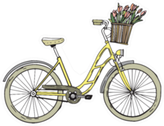 Bicycle With Flowers Sketch Cartoon Illustration Sticker