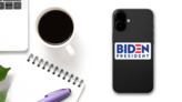 Biden For President Sticker on a Phone (New) example