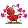 Big Ant Is Showing Colorful Flowers Sticker
