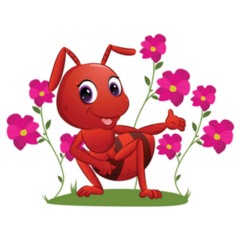 Big Ant Is Showing Colorful Flowers Sticker