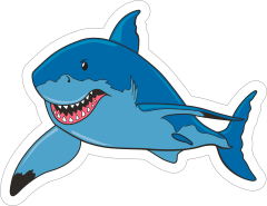Big Blue Shark Mascot Sticker