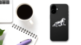 Big Fat Sea Lion Creature Sketch Sticker on a Phone (New) example