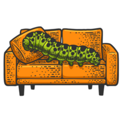 Big Lazy Caterpillar Lies On Couch Sticker