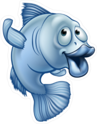 Big Lips Blue Fish Sticker