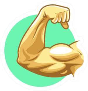 Big Muscular Bicep Wrestling Illustration Sticker
