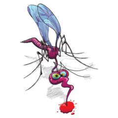 Big Naughty And Scary Purple Mosquito Sticker