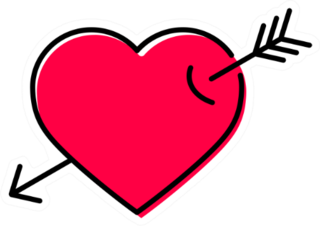 Big Red Heart With Arrow Through It Sticker