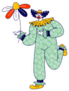 Big Top Clown Character With Huge Flower Illustration Sticker