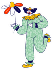 Big Top Clown Character With Huge Flower Illustration Sticker