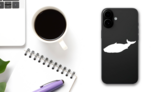 Big Whale Silhouette Sticker on a Phone (New) example