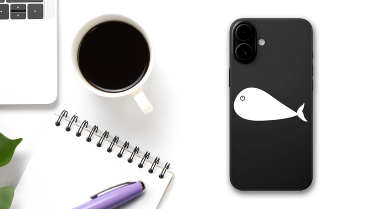 Big Whale Sticker on a Phone (New) example