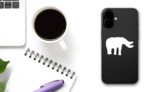 Big Woolly Mammoth Dinosaur Sticker on a Phone (New) example