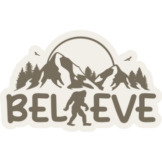 Bigfoot Believe Brown Sticker