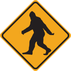 Bigfoot Crossing Caution Sign Sticker
