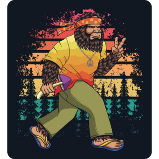 Bigfoot Hippie Walking Sticker