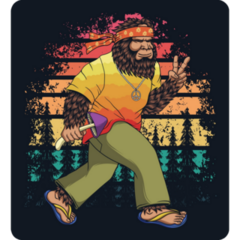 Bigfoot Hippie Walking Sticker